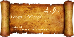 Langa József névjegykártya